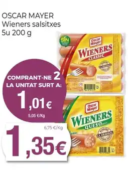 Supermercats Jespac OSCAR MAYER Wieners salsitxes 5u oferta