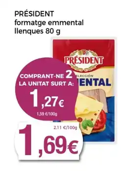Supermercats Jespac PRÉSIDENT formatge emmental llenques oferta
