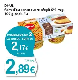 Supermercats Jespac DHUL flam d'ou sense sucre afegit 0% m.g. oferta