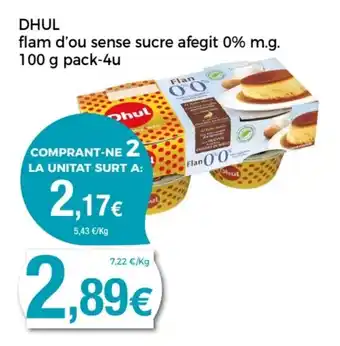 Supermercats Jespac DHUL flam d'ou sense sucre afegit 0% m.g. oferta