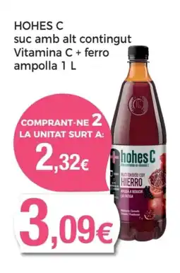 Supermercats Jespac HOHES C suc amb alt contingut Vitamina C + ferro ampolla oferta