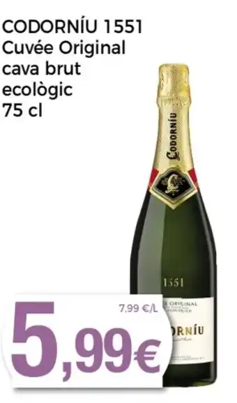 Supermercats Jespac CODORNÍU 1551 Cuvée Original cava brut ecològic oferta