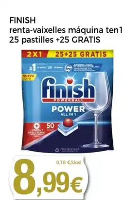 Supermercats Jespac FINISH renta-vaixelles máquina ten] 25 pastilles +25 oferta