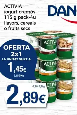 Supermercats Jespac ACTIVIA iogurt cremós pack-4u llavors, cereals o fruits secs oferta