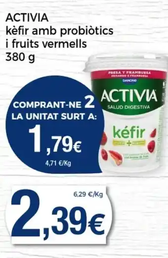 Supermercats Jespac ACTIVIA kèfir amb probiotics i fruits vermells oferta