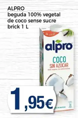 Supermercats Jespac ALPRO beguda 100% vegetal de coco sense sucre brick oferta
