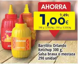 FROIZ ORLANDO Barrilito Ketchup Salsa brava o mostaza 290 unidad oferta