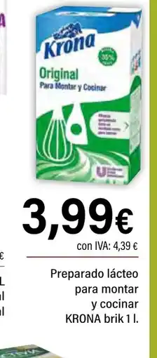 Cash Ifa KRONA Preparado lácteo para montar y cocinar oferta