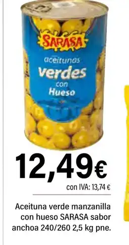 Cash Ifa SARASA Aceituna verde manzanilla con hueso sabor anchoa oferta