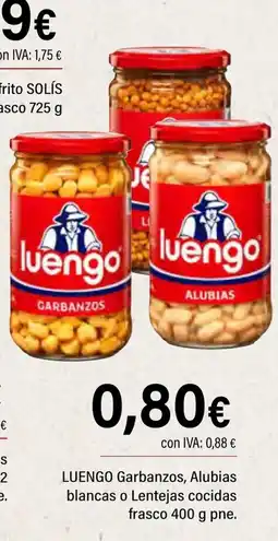 Cash Ifa LUENGO Garbanzos, Alubias blancas o Lentejas cocidas frasco oferta