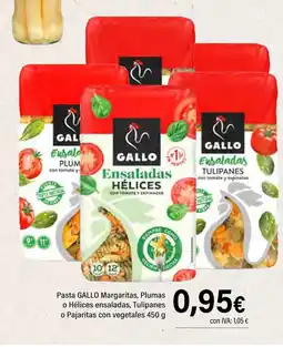 Cash Ifa GALLO Pasta Margaritas, Plumas o Hélices ensaladas, Tulipanes oferta