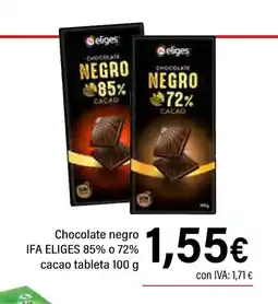 Cash Ifa IFA ELIGES Chocolate negro cacao tableta oferta