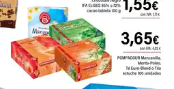 Cash Ifa POMPADOUR Manzanilla, Menta-Poleo, Té Euro-Blend o Tila estuche oferta