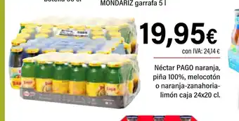 Cash Ifa PAGO Néctar naranja, piña 100%, melocotón o naranja-zanahoria- limón caja oferta