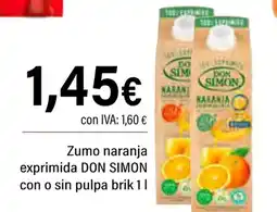 Cash Ifa DON SIMON Zumo naranja exprimida con o sin pulpa brik oferta