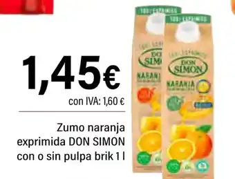 Cash Ifa DON SIMON Zumo naranja exprimida con o sin pulpa brik oferta