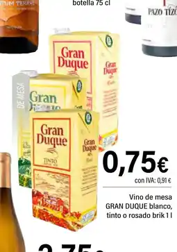 Cash Ifa GRAN DUQUE Vino de mesa blanco, tinto o rosado brik oferta
