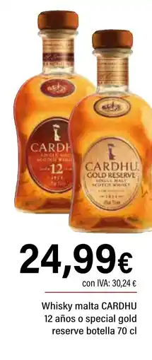 Cash Ifa CARDHU Whisky malta 12 años o special gold reserve botella oferta