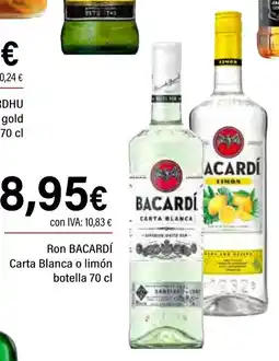 Cash Ifa BACARDÍ Ron Carta Blanca o limón oferta