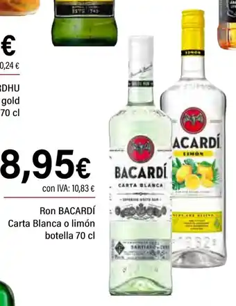 Cash Ifa BACARDÍ Ron Carta Blanca o limón oferta