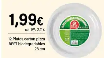 Cash Ifa 12 Platos carton pizza biodegradables oferta