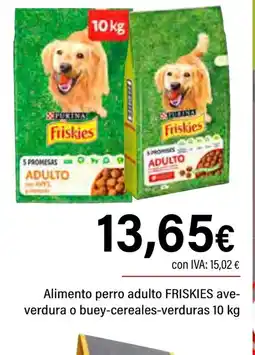 Cash Ifa FRISKIES Alimento perro adulto ave verdura o buey cereales verduras oferta