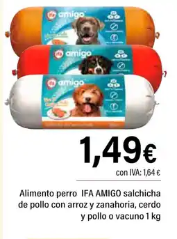 Cash Ifa IFA AMIGO Alimento perro salchicha de pollo con arroz y zanahoria, cerdo y pollo o vacuno oferta