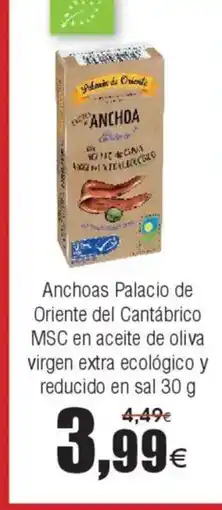 FROIZ Anchoas Palacio de Oriente del Cantábrico MSC en aceite de oliva virgen extra ecológico y reducido en sal oferta