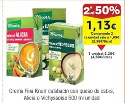 FROIZ Crema Fina Knorr calabacín con queso de cabra, Alicia o Vichyssoise oferta