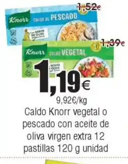 FROIZ Caldo Knorr vegetal o pescado con aceite de oliva virgen extra 12 pastillas oferta
