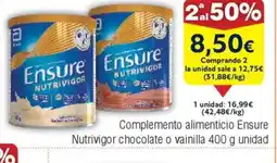 FROIZ Complemento alimenticio Ensure Nutrivigor chocolate o vainilla oferta