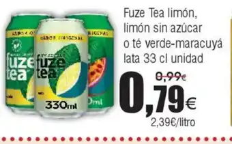 FROIZ FUZE TEA limón, limón sin azúcar o té verde-maracuyá lata oferta