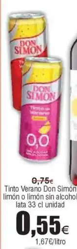 FROIZ DON SIMON Tinto Verano limón o limón sin alcohol oferta