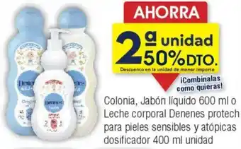 FROIZ Colonia, Jabón líquido o Leche corporal Denenes protech para pieles sensibles y atópicas dosificador oferta