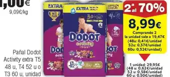 FROIZ DODOT Pañal Activity extra T5 48 u, T4 52 u o T3 60 u oferta