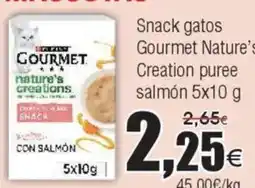 FROIZ Snack gatos Gourmet Nature's Creation puree salmón oferta