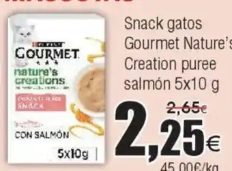 FROIZ Snack gatos Gourmet Nature's Creation puree salmón oferta