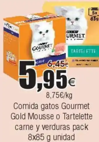 FROIZ Comida gatos Gourmet Gold Mousse o Tartelette carne y verduras pack oferta
