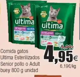 FROIZ ULTIMA Comida gatos Esterilizados Senior pollo o Adult buey oferta