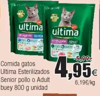 FROIZ ULTIMA Comida gatos Esterilizados Senior pollo o Adult buey oferta