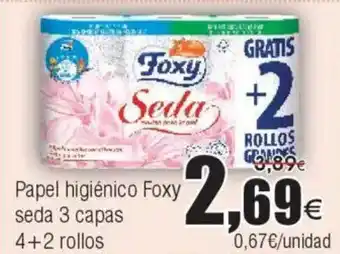 FROIZ FOXY Papel higiénico seda 3 capas 4+2 rollos oferta