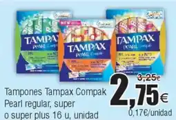 FROIZ TAMPAX Tampones Compak Pearl regular, super o super plus 16 u oferta