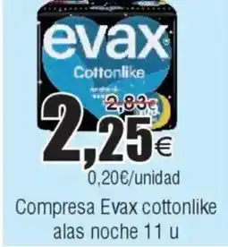 FROIZ EVAX Compresa cottonlike alas noche 11 u oferta