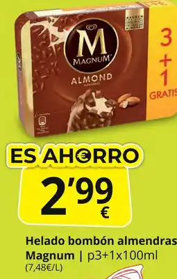 Supermercados MAS MAGNUM Helado bombón almendras oferta