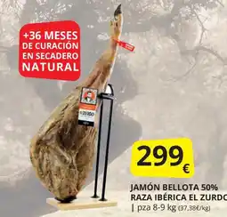 Supermercados MAS Jamón bellota 50% raza ibérica el zurdo oferta