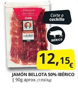 Supermercados MAS Jamón bellota 50% ibérico oferta