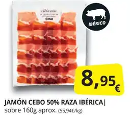 Supermercados MAS Jamón cebo 50% raza ibérica oferta