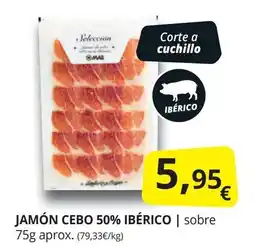 Supermercados MAS Jamón cebo 50% ibérico oferta