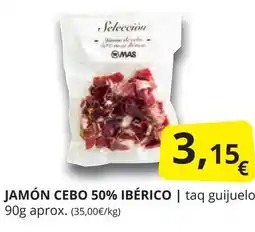 Supermercados MAS Jamón cebo 50% ibérico oferta