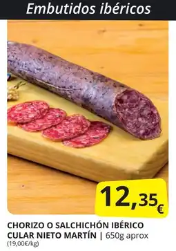 Supermercados MAS Chorizo o salchichón ibérico cular nieto martín oferta